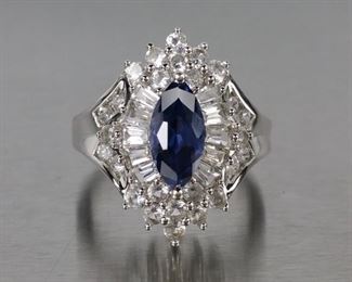 Gorgeous Ladies Sapphire Estate Ring in 10k White Gold
