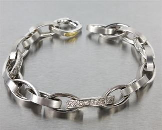 Signed Romani Designer 18k White Gold and Diamond 7.5" Bracelet
