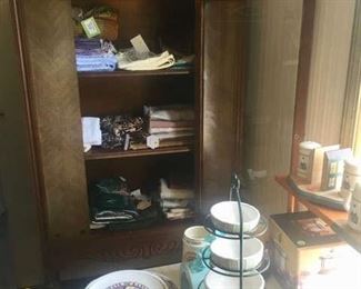China cabinet with linens