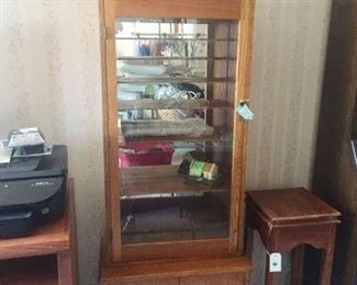 Display cabinets, printer, small side table