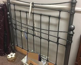 Pewter Finish Metal Bed with Foot and Frame