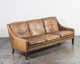 Danish Modern Leather Sofa