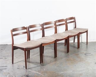 Danish Modern rosewood dining chairs in Crushed Velvet