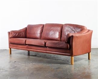 Danish modern Mogens Hansen Ox Blood leather sofa