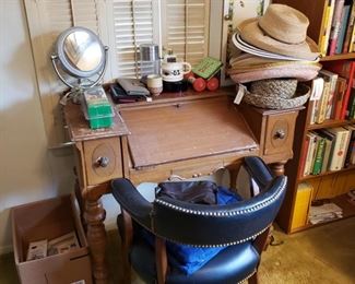 desk, leather chair