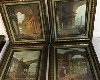 Four Roman Architecture Pictures in Frames
