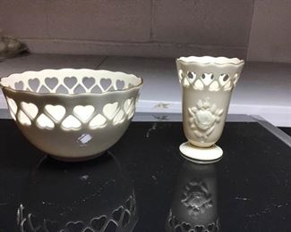 Lenox 24 K Gold China Heart Bowl & Posy Vase