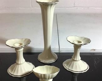 Lenox China Platinum:  Vase, Candlesticks & Small Decor