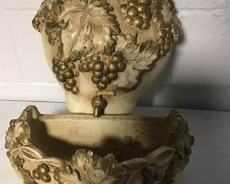 Chalk-Ware:  Cream & Gold Grapes/Leaves Fountain Look