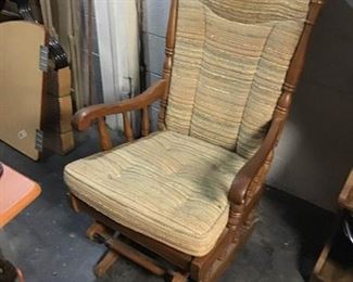 Vintage Wood Glider with Cushion