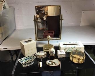 Brass Mirror with Accessories