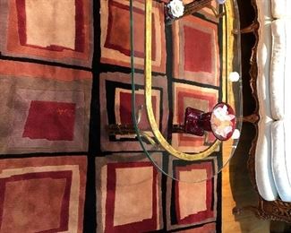 Modernist rug 5 x 7.5" with glass and metal coffee table