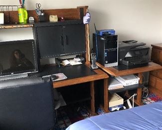 Desk Unit, Computer monitors and office stuff