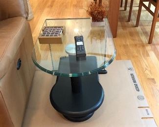Decorative glass and metal side table