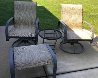 2 more out door chairs with side table and ottoman
