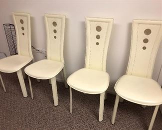 set of 4 Italian leather dining chairs