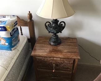Nightstand and nice heavy lamp!