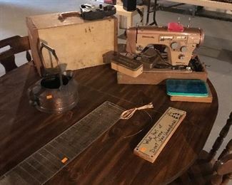 Table and chair set and an old sewing machine!