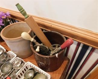 Old Red and Green Wood Handle Utensils