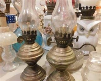Pair of Miniature Old Oil Lamps