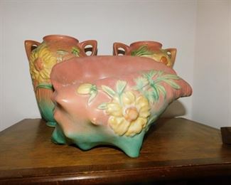Roseville Sunflower Shell Vase
