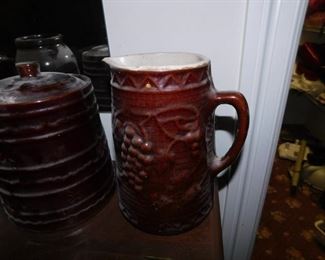 Old Stoneware Grape Pitcher