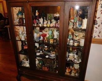 Old China Cabinet Full of Collectibles 
