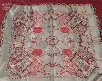 Vintage Silk Souvenir Tablecloths