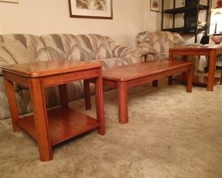 Set of Hammary Oak coffee and end tables
