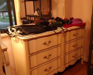 Dresser with mirror, purses
