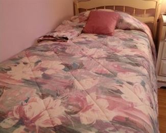 Twin bed and frame with sheets, etc