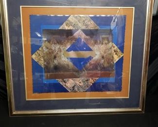 Blue and gold geometric shape with gold frame. https://ctbids.com/#!/description/share/171879