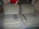 Pair of armless upholstered chairs