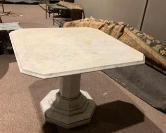 #6		(2 pc) Solid  Marble Table  - as is  46sqx27.5 - You Move	 $500.00 
