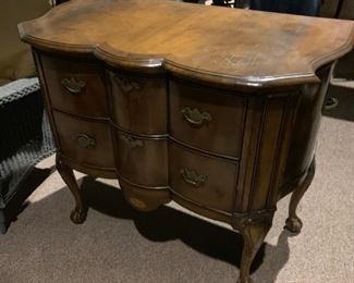 #12		Antique Scalloped Front Ball & Claw 2 drawer Chest  42x23x36	 $175.00 
