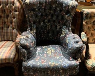 #24		Upholstered Gray Floral Chair	 $35.00 
