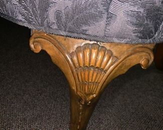 Black/Gray Wingback Chair - Carved Leg
