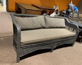 #36		Vintage Old Gray Wicker Sofa 75.5 Long	 $175.00 
