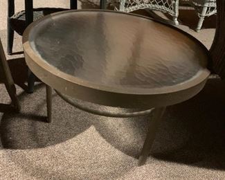 #39		Aluminum Metal Glass Top End Table  34.5x16.5	 $20.00 
