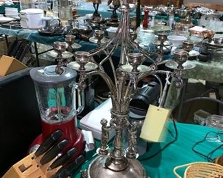 #102		Reed and Barton silver plated Candleabra with 9 candles and sea turtle base	 $125.00 

