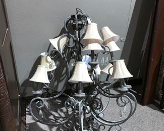 #137		Chandelier with 12 lights, shades, and prisms	 $75.00 
