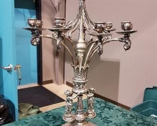 #102		Reed and Barton silver plated Candleabra with 9 candles and sea turtle base	 $125.00 
