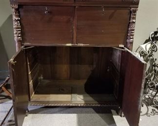 #138 Antique claw foot Tobey Furniture company cabinet as is 54x58x24 $150.00