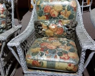 #129 Wicker chair w/ flower cusions as is (heavy) $75.00