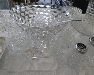 American Fostoria Punch Bowl with cups.