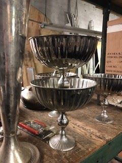 Silver compotes.