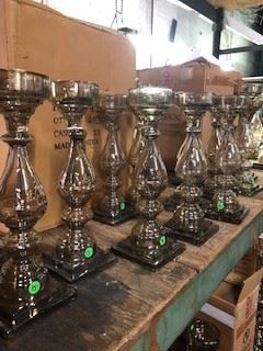 Mercury glass candlesticks.