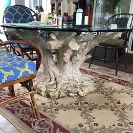 Unique tree base table glass top (heavy)