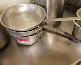 (2) cooking Pots and a skillet