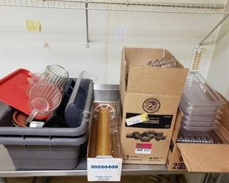 Plastic wrap, bus tubs, insert pans